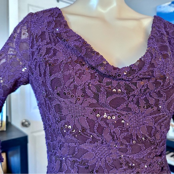 Ralph Lauren Long-Sleeve Sequined Cocktail Dress - Picture 3 of 13